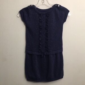 Girl’s Nautica Navy Sweater Dress with Metallic Silver Threads: Size 5